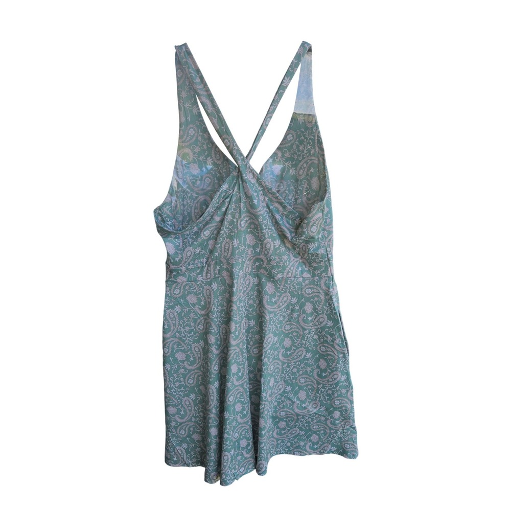 DIRASS Women Green Paisley Boho A-Line Sundress Cut Out Pockets Large DS24348-2L